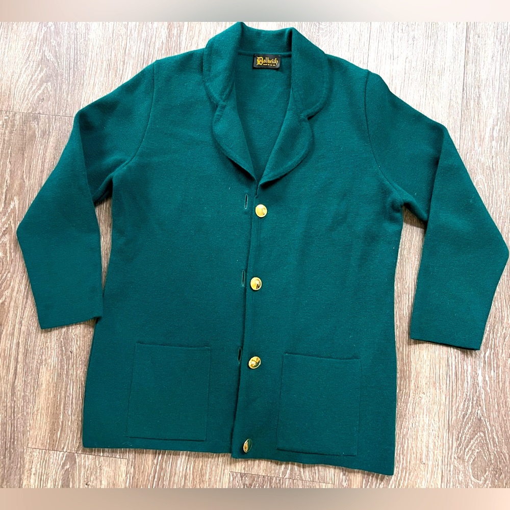 Vintage emerald Pure WOOL Dalkeith made in England cardigan